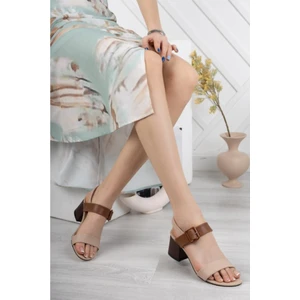 Gökkuşağı Kadın Yazlık Soft Sandalet Kahverengi Renkli Rahat Kullanım
