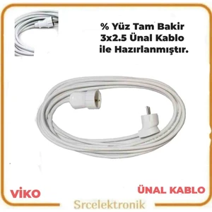 Tekli ( 1 ile 10 Metre) 3x2.5 Ünal Kablo Seyyar Topraklı Uzatma ( 3x2.5 Ünal Kablo Tam Bakır) Ttr Kablo HO5VV-F