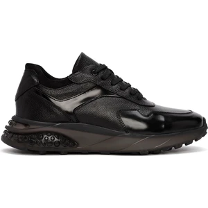 Erkek Siyah Bağcıklı Deri Sneaker 24WFD660514