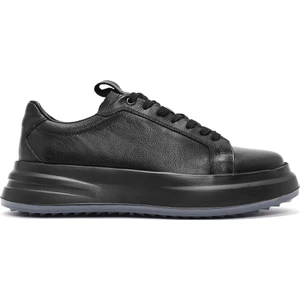 Erkek Siyah Bağcıklı Deri Sneaker 24WFD6110FT