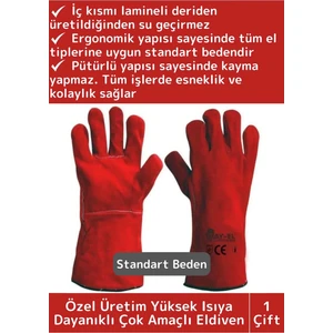 Yanmaz Eldiven Kaynak Yangın Mangal Tamir Su Geçirmez Yüksek Isıya Dayanıklı Çok Amaçlı Eldiven 1 Ad