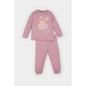 Kız Bebek Pijama Takımı Baskılı Uzun Kollu Üst Beli Lastikli Alt D8645A524AU