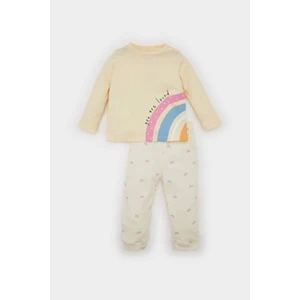 Kız Bebek Pijama Takımı Gökkuşağı Baskılı Uzun Kollu Üst Beli Lastikli Alt D8647A524AU
