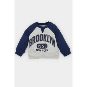 Erkek Bebek Bisiklet Yaka Baskılı İçi Yumuşak Tüylü İnce Sweatshirt D5846A524WN