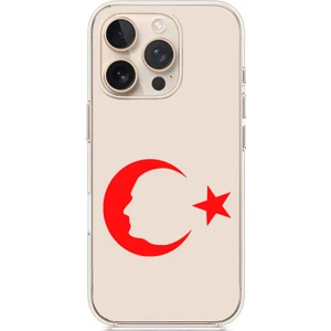 Apple iPhone 16 Pro Max Uyumlu Türk Bayrağı ve Atatürk Desenli Silikon Kılıf