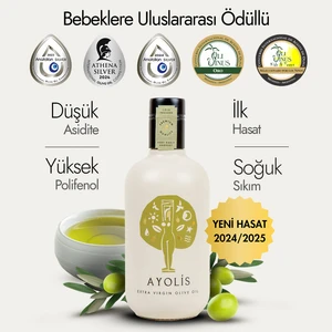 Premium Anne Bebek Çocuk Zeytinyağı 500 Ml Ödüllü Yüksek Polifenollü İlk Hasat Soğuk Sıkım Natürel Sızma Zeytinyağı