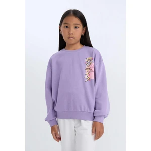 Kız Çocuk Relax Fit Bisiklet Yaka Baskılı Sweatshirt D1553A824WN