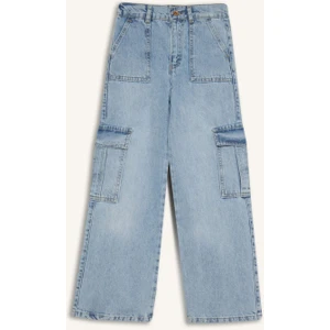 Kız Çocuk Wide Leg Kargo Geniş Paça Jean Pantolon C8540A824AU