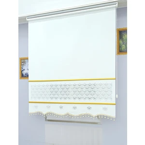 Lazer Kesim Panama Mat Stor Perde - Gold Lama ve Boncuk Detaylı