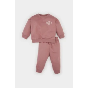 Kız Bebek 2'li Takım Bisiklet Yaka Baskılı Sweatshirt Beli Lastikli Eşofman Altı D0813A524WN