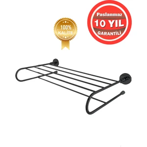 Çelik Banyo Paslanmaz Pirinç Mat Siyah Dilek 45 cm Mercan Raf Havluluk