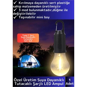 Premium 3 Modlu Suya Dayanıklı Kablosuz Askılı Kırılmaz Kamp Aydınlatma Şarjlı Taşınabilir LED Ampul