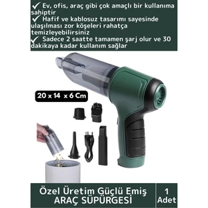 Özel Üretim 12000Pa Güçlü Çekiş 2000 Mah Dayanıklı Pil Kolay Kullanım Taşınabilir Araç Süpürgesi