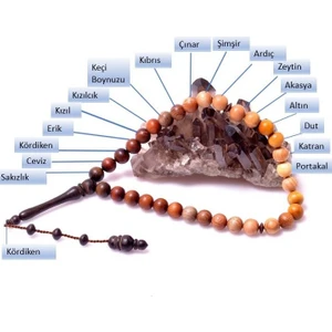 Küre Kesim Karma Ağaç Tesbih - 10 mm