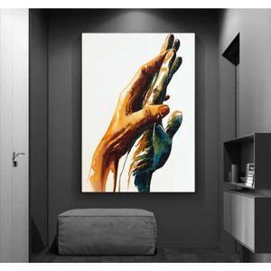 Limitless Design Kavuşan Eller Kanvas Gülen Tablo