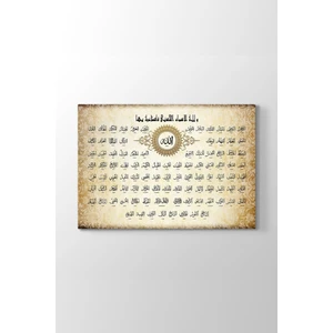 Limitless Design Allahın 99 Ismi Esma-Ül Hüsna Tablosu (Model 1) - (Ölçüsü 75x50 Cm)