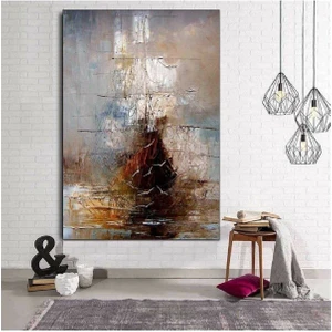 Limitless Design Resimli Tablo Yağlı Boya Görünümlü Soyut Gemi Hd Baskı Kanvas Tablo