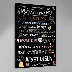 Limitless Design Mutfak Kuralları Hd Baskı Kanvas Tablo