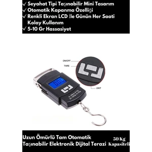 Taşınabilir Ekstra Hassasiyet 50 Kg Dijital Renkli LCD Ekran El Tartısı