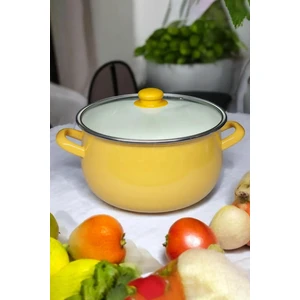 Emaye Derin Bombeli Yoğurt Tenceresi 24 cm 5.5 Litre - Sarı