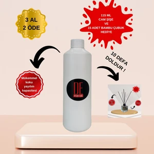 De Parfum Kar Çiçeği Kokulu Oda Kokusu 1 Litre Yedek Dolum Şişesi + 115 ml Cam Şişe ve Bambu Çubuk