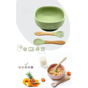 3 Parça Kase Çatal Kaşık Beslenme Seti -  Silikon Bpa Içermez