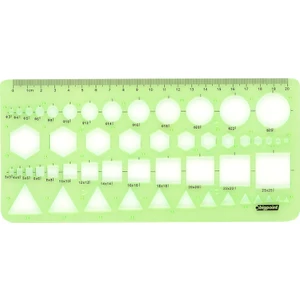 | Geometrik Şablon, Kolay Kırılmayan 3 Mm'den - 25 Mm'ye 13 Farklı Şekil Şablonu, 20 cm Cetvel