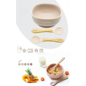 3 Parça Kase Çatal Kaşık Beslenme Seti -  Silikon Bpa Içermez