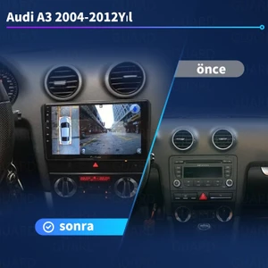 Audi A3 2004-2012 Yıl 9 ınç 2gb Ram  32gb Dahili HafIZa Android Carplay Araç Multimedya Navigasyon Cihazı Çerçeveli ve arka görüş kameralı