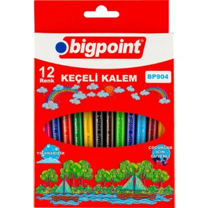 | Keçeli Kalem Seti, Kolay Temizlenebilir Mürekkepli Kalem, Karton Kılıflı, 12 Farklı Renkli Set