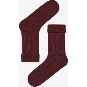 Warm Folded Bordo Soket Çorap