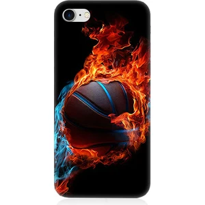 Apple iPhone 8 Uyumlu Ateşli Basketbol  Desenli Silikon Kılıf