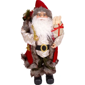 Yılbaşı Noel Baba Yeşil Pantolonlu Kayak Takımlı Kırmızı-Yeşil 45 Cm.