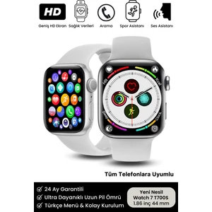 Watch 7 Beyaz Akıllı Saat Iphone ve Android Uyumlu Son Nesil Yan Düğme Aktif