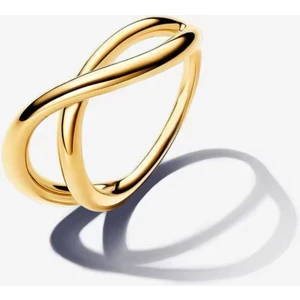 Lines Bijuteri 925 Ayar Gümüş Gold Doğal Şekilli Sonsuzluk Yüzüğü