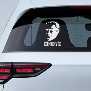 Atatürk İzindeyiz Sticker - Atatürk Sticker - Mustafa Kemal Sticker - Cam Sticker - Oto Sticker - Araba Sticker - Araç Sticker