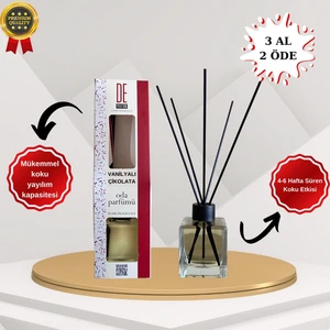 De Parfum Vanilyalı Çikolata Kokulu Dekoratif 120 Ml Bambu Çubuklu Oda Kokusu