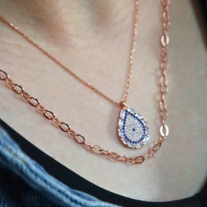 Neva Jewelry Baget Taşlı Nazar Boncuklu Kolye