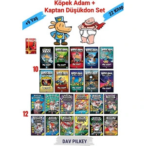 Köpek Adam 10 Kitap - Kaptan Düşükdon 12 Kitap 22'li Set - Dav Pilkey + Defter