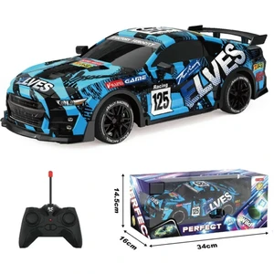 Boratila Toys 1:18 Işıklı Demolu Full Fonksiyon Uzaktan Kumandalı Mavi Yarış Arabası