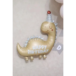 Retro Renkler Dinozor Folyo Balon Happy Birthday Yazılı Kukutelalı Dinazor Doğum Günü Balonu