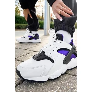 Air Huarache Sneaker Unisex Gerçek Deri Tekstil Günlük Spor Ayakkabı Beyaz Mor