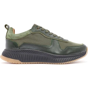 Erkek Haki Bağcıklı Deri Sneaker 24WFD611914