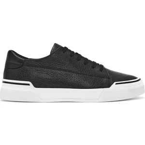 Erkek Siyah Bağcıklı Deri Sneaker 24WFD6207FT