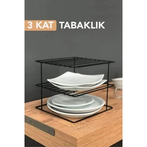 3 Katlı Metal Siyah Tabaklık Düzenleyici Organizer Dolap Içi Raf