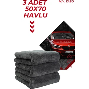 M.Y. Taso 3 Adet 50 X 70 Cm Mikrofiber Oto Kurulama Bezi Kalın Süper Emici Oto Temizlik Cila Bezi