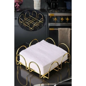 Peçetelik Gold Metal Kare Yatay Cafe Sunum Peçeteliği Masa Üstü Kağıt Mutfak Peçetelik
