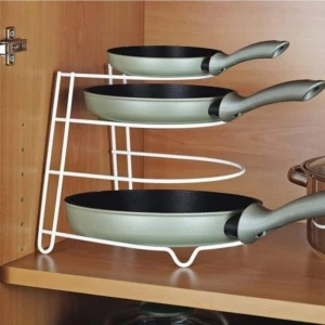 Ahlat Store Metal Krom Tava Rafı Gri Düzenleyici Raf Tava Organizeri Mutfak Rafı