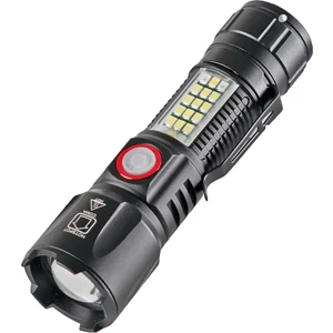 WS-2828 Ultra  USB Şarjlı Polis El Feneri, Bekçi, Asker El Feneri Kırmızı Mavi Çakarlı 1000 Lümen