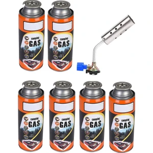 Tamirci Kaynakcı Şalama Pürmüzü Yüksek Alevli Metal Kafa Pürmüs Torch 5li Kamp Gaz Seti 400ML Meşale
